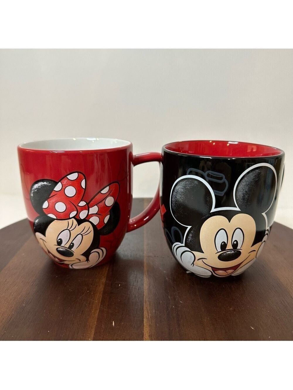 Disney Parks Mickey & Minnie Mouse Mug Set Red & Black Matching Coffee Cups